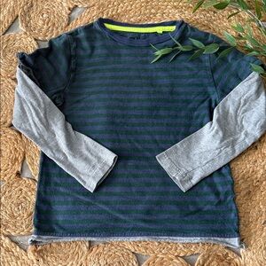 MINI BODEN Striped Longsleeve Crew Tee. Size 6-7 boys